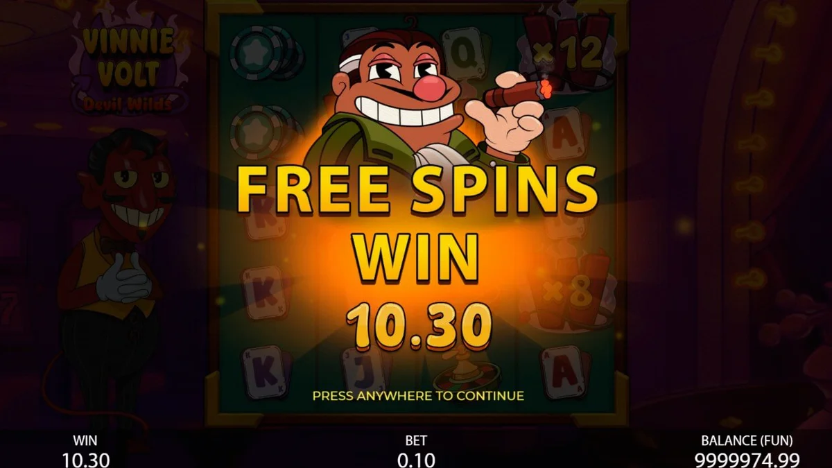 Vinnie Volt: Devil Wilds slot machine interface